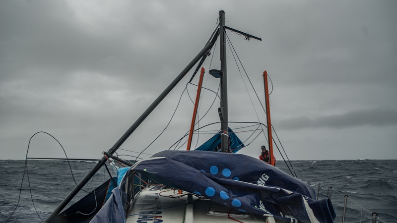 Leg 7 from Auckland to Itajai, day 14 on board Vestas 11th Hour. 30 March, 2018. Mast Accident