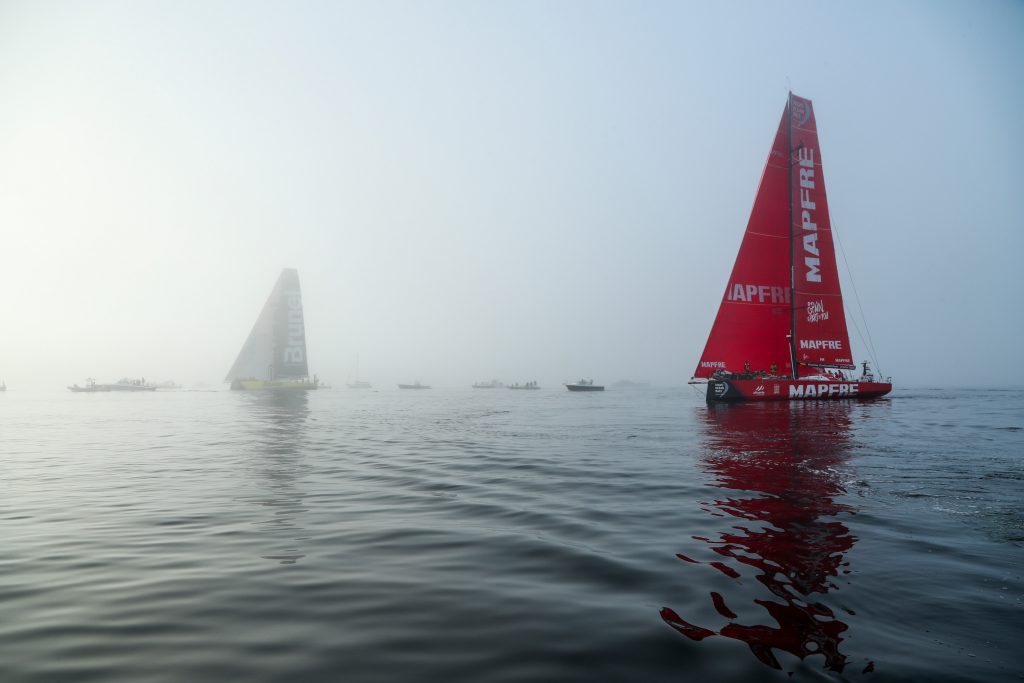 Muita neblina na chegada a Newport (EUA). Foto: Jesus Renedo/Volvo Ocean Race