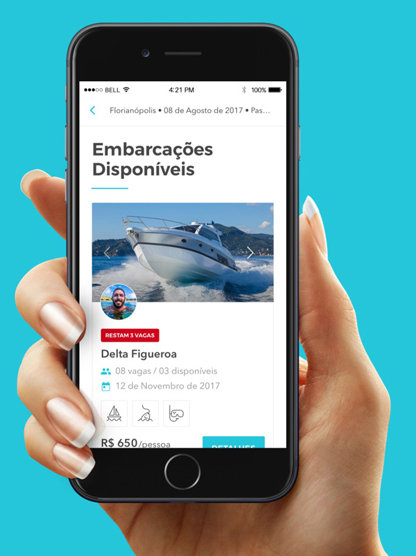 O aplicativo promete ajudar os proprietários de barcos e também democratizar o acesso aos que sonham com um, mas ainda não têm. Foto: Divulgação.